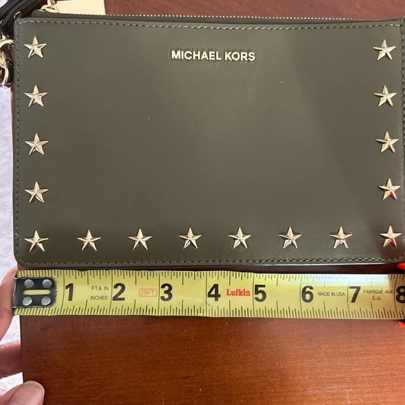 Michael Kors Studded Green Gusset Wristlet - Picture 2 of 5